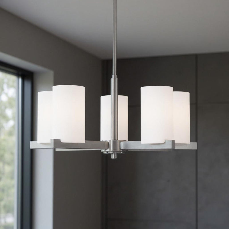 Five Light Dimmable Chandelier With Shades