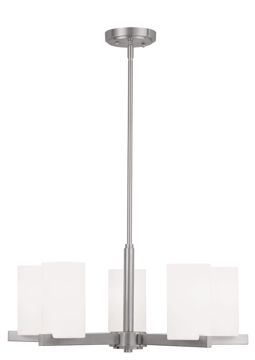 Five Light Dimmable Chandelier With Shades