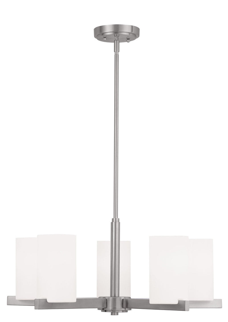 Five Light Dimmable Chandelier With Shades