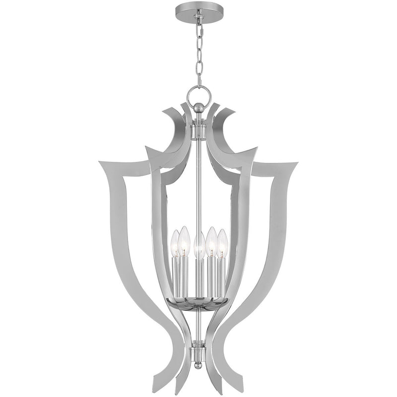 Five Light Dimmable Chandelier With Shades