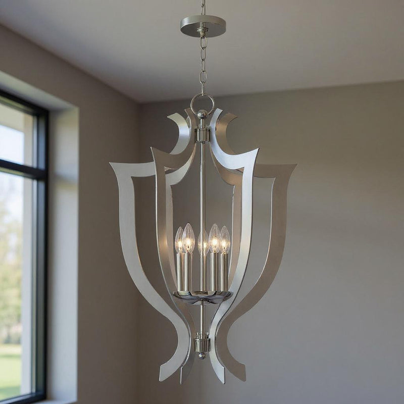 Five Light Dimmable Chandelier With Shades