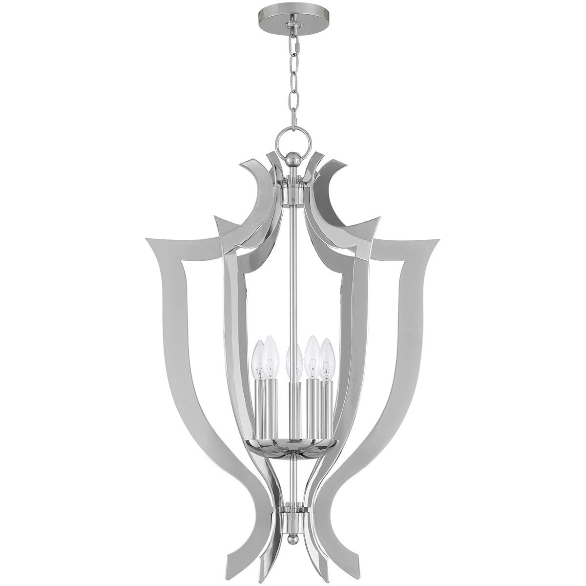 Five Light Dimmable Chandelier With Shades