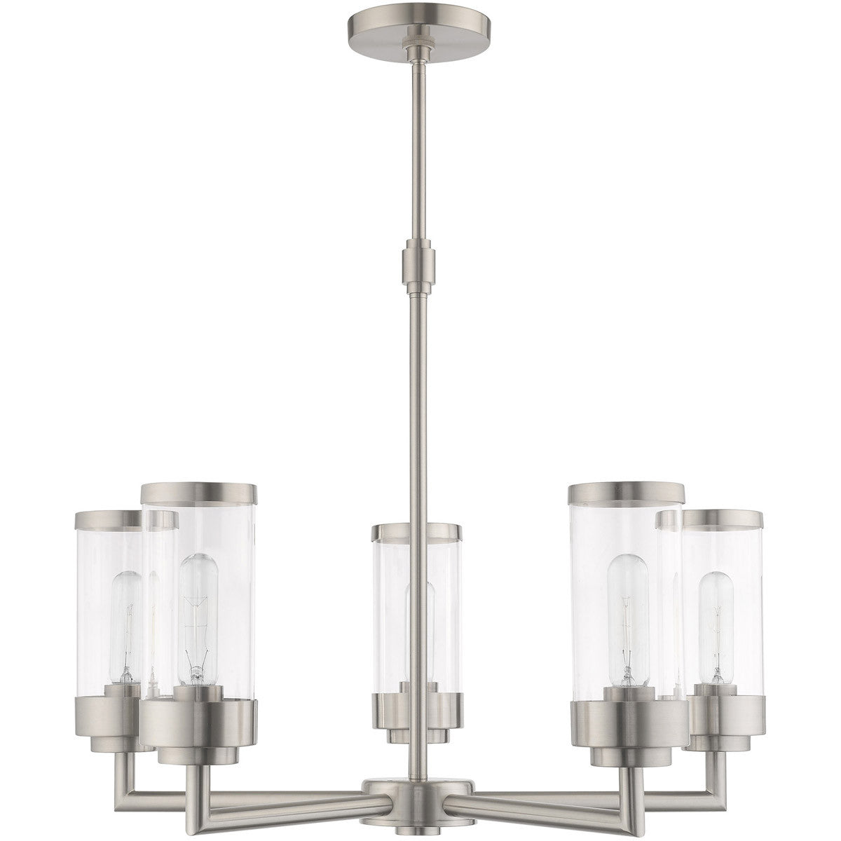 Five Light Dimmable Chandelier With Shades Default Title