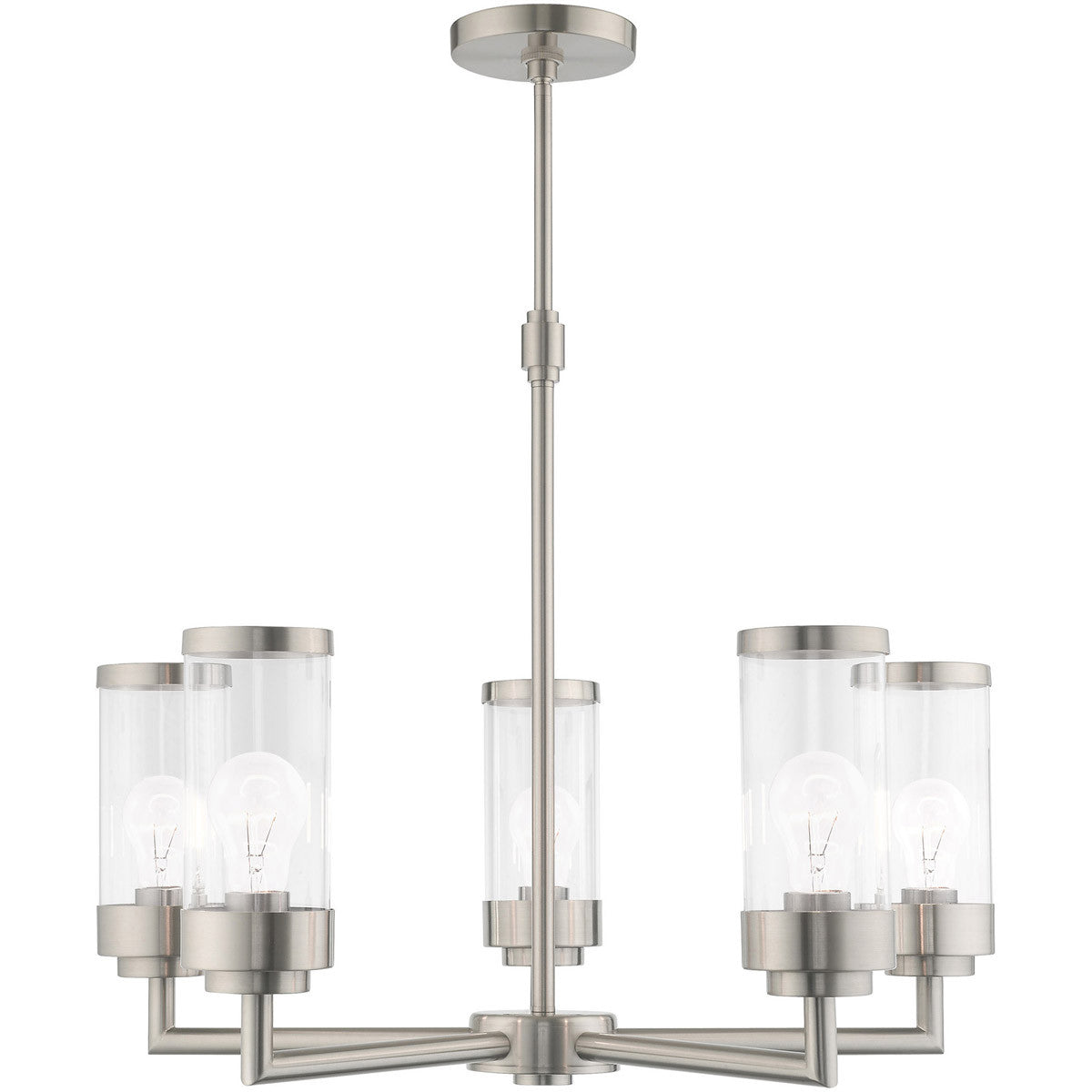 Five Light Dimmable Chandelier With Shades