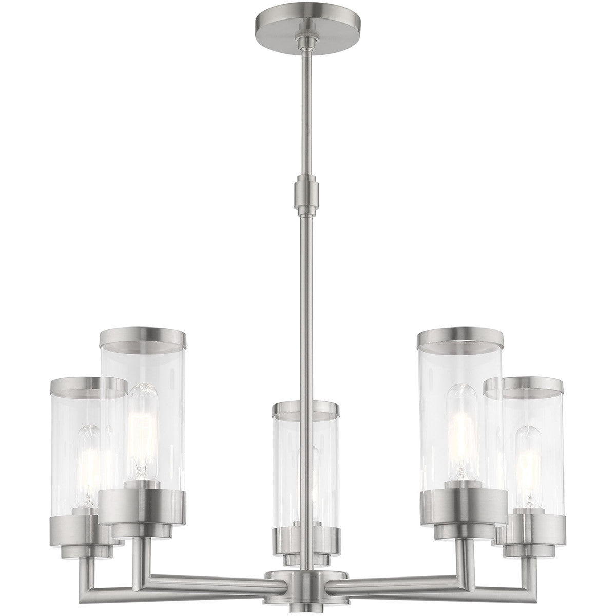 Five Light Dimmable Chandelier With Shades