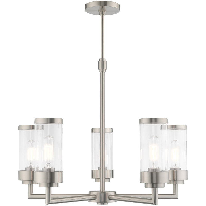 Five Light Dimmable Chandelier With Shades