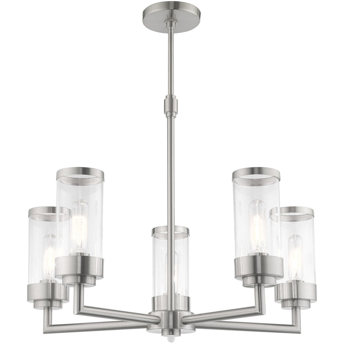 Five Light Dimmable Chandelier With Shades