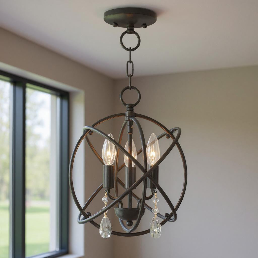 Three Light Dimmable Chandelier With Shades