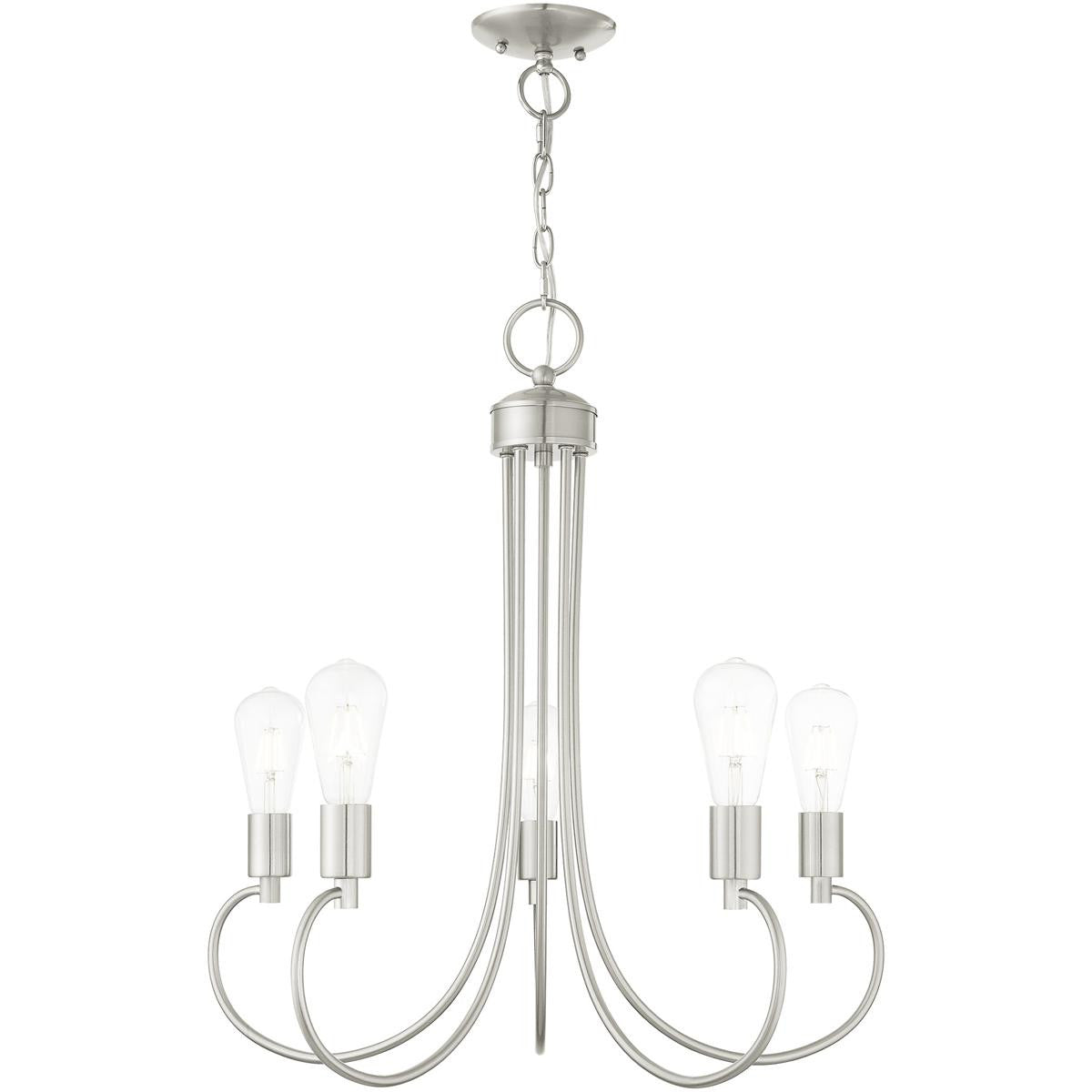 Five Light Dimmable Chandelier With Shades