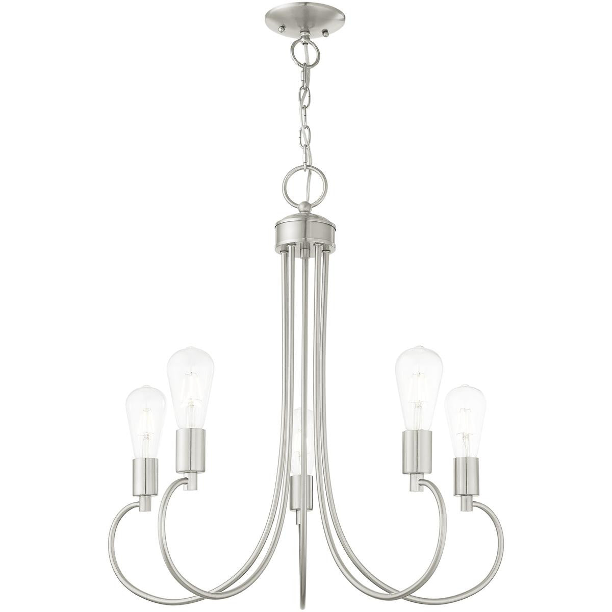 Five Light Dimmable Chandelier With Shades
