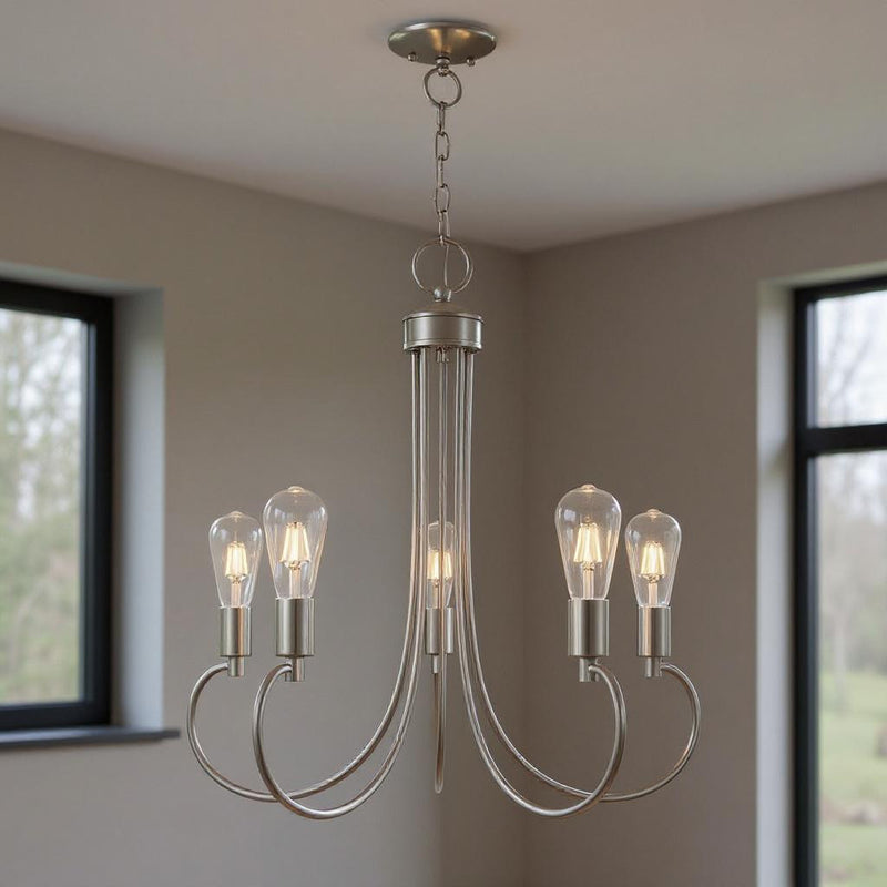 Five Light Dimmable Chandelier With Shades