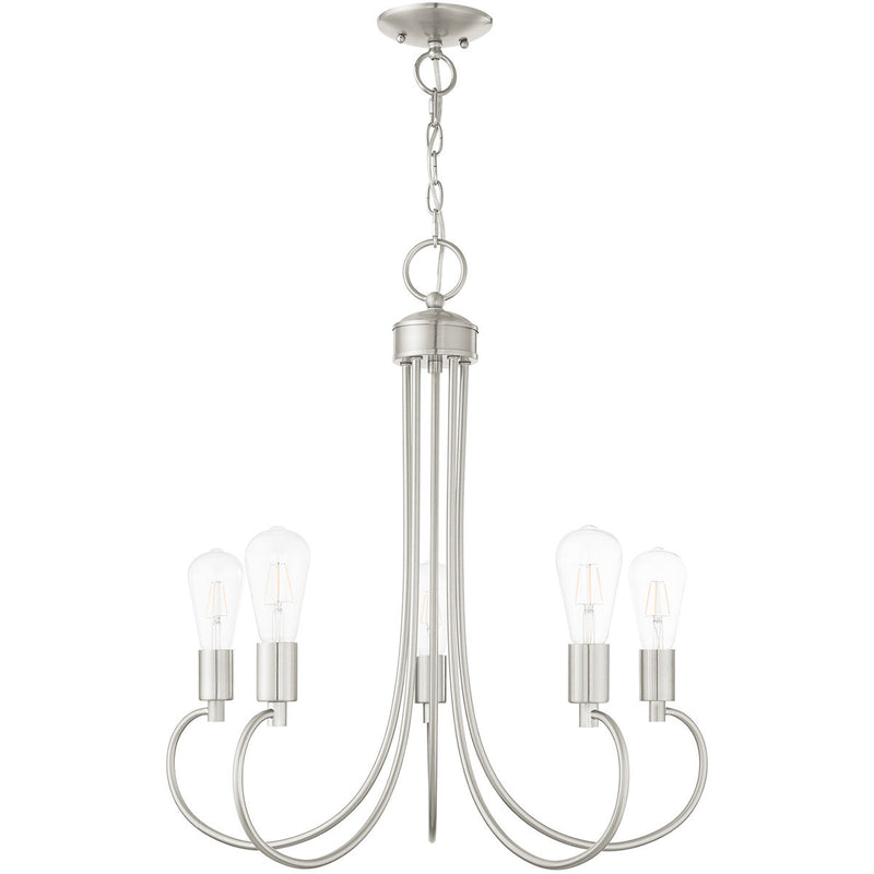 Five Light Dimmable Chandelier With Shades
