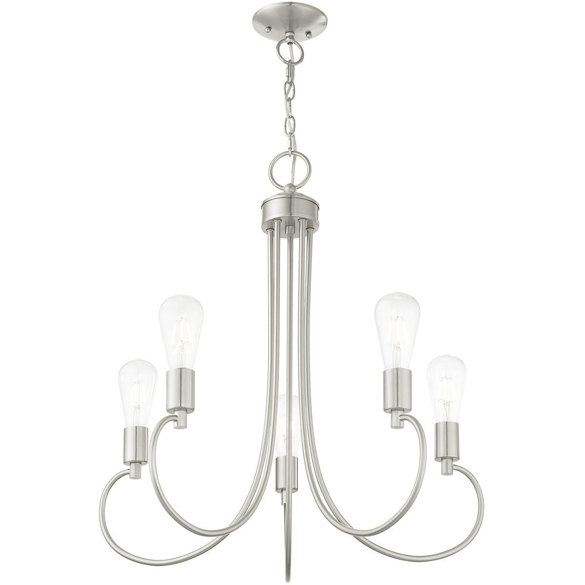 Five Light Dimmable Chandelier With Shades