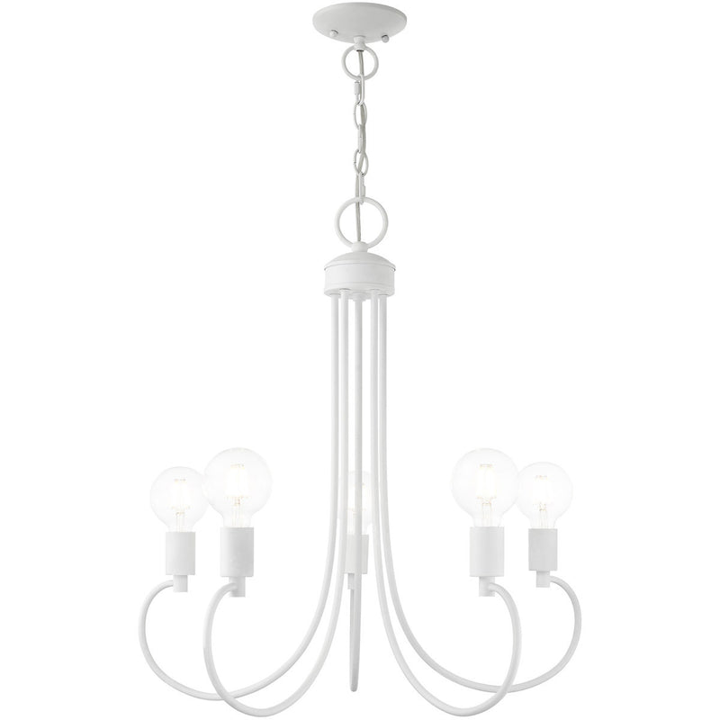 White Five Light Dimmable Chandelier With Shades