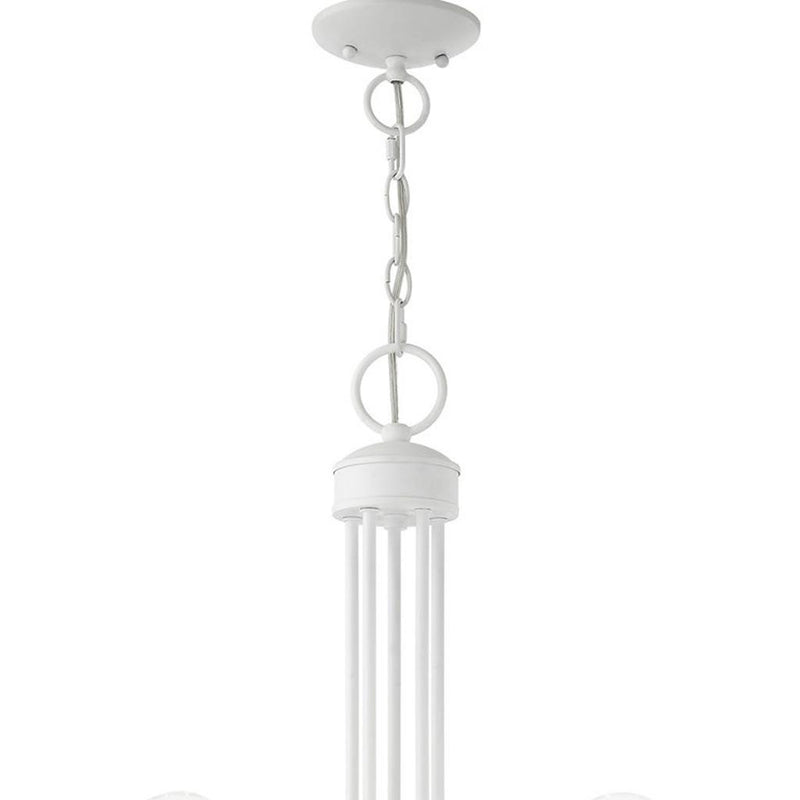 White Five Light Dimmable Chandelier With Shades