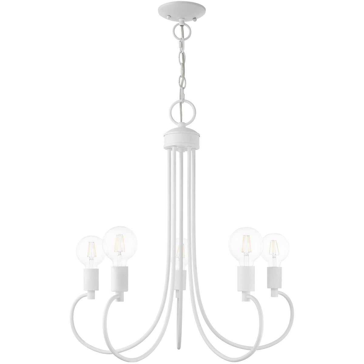 White Five Light Dimmable Chandelier With Shades