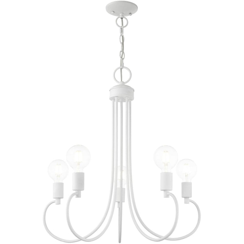 White Five Light Dimmable Chandelier With Shades