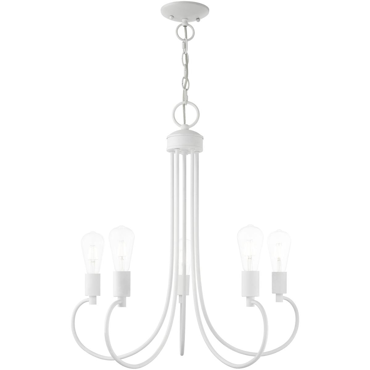 White Five Light Dimmable Chandelier With Shades