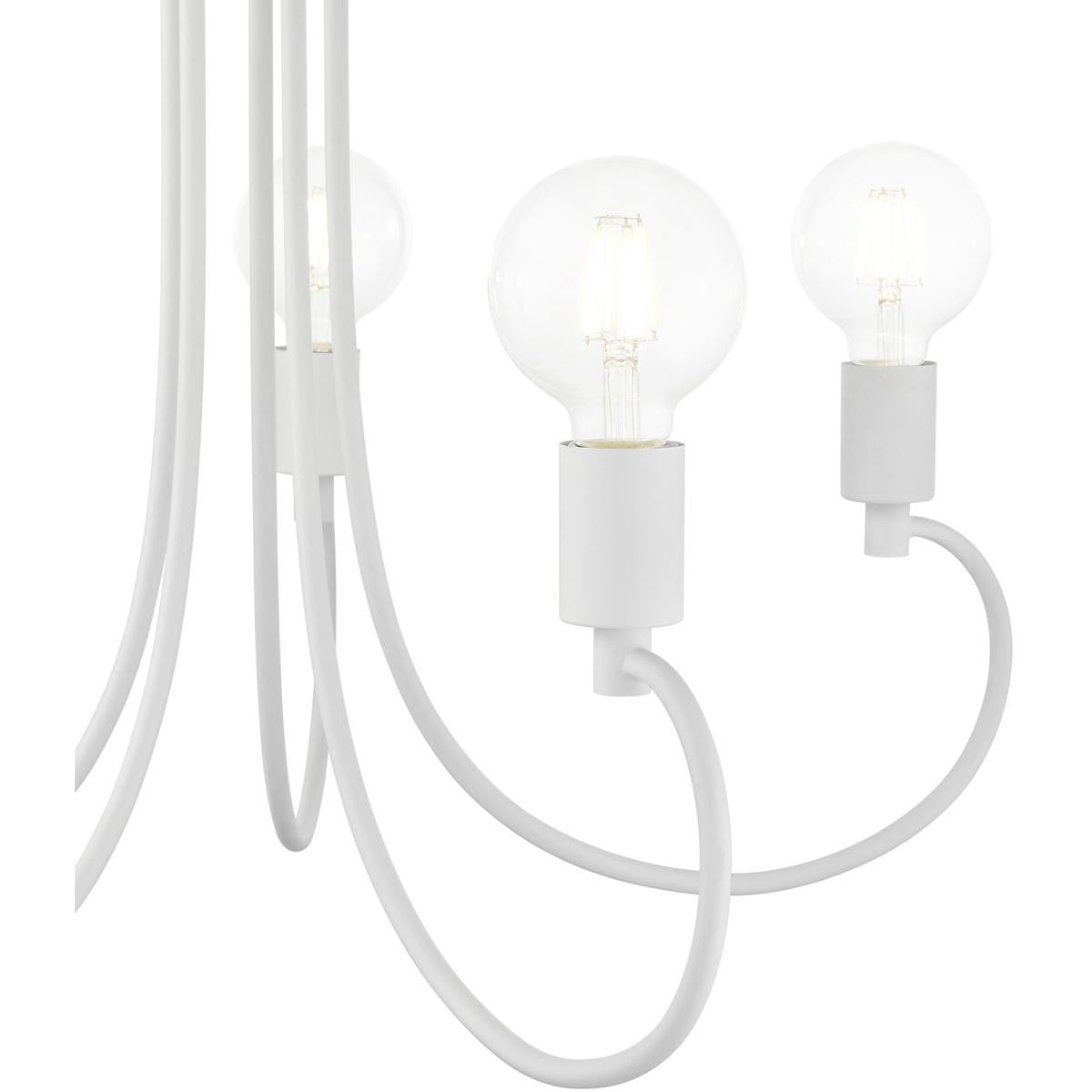 White Five Light Dimmable Chandelier With Shades