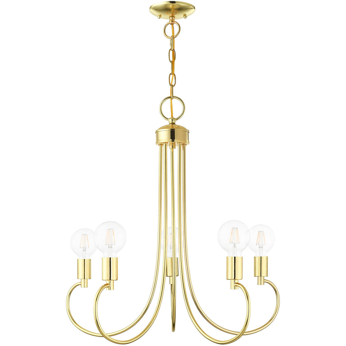 Five Light Dimmable Chandelier With Shades