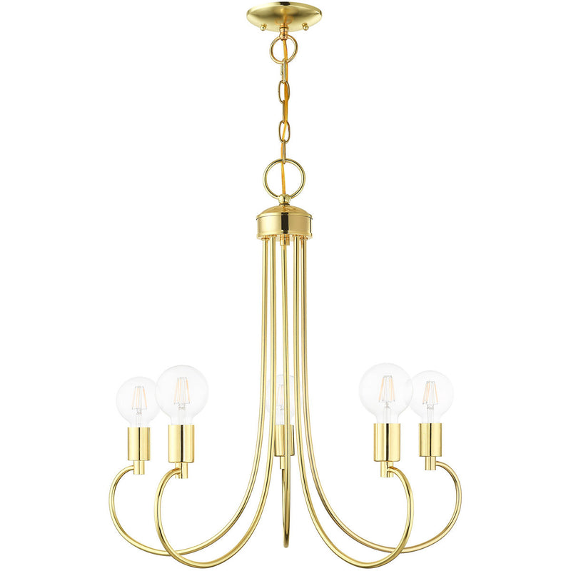 Five Light Dimmable Chandelier With Shades