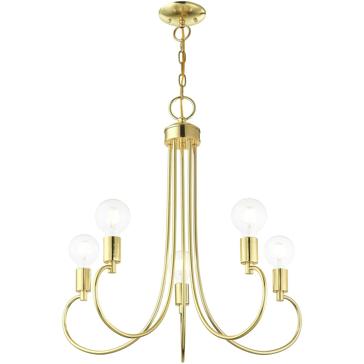 Five Light Dimmable Chandelier With Shades