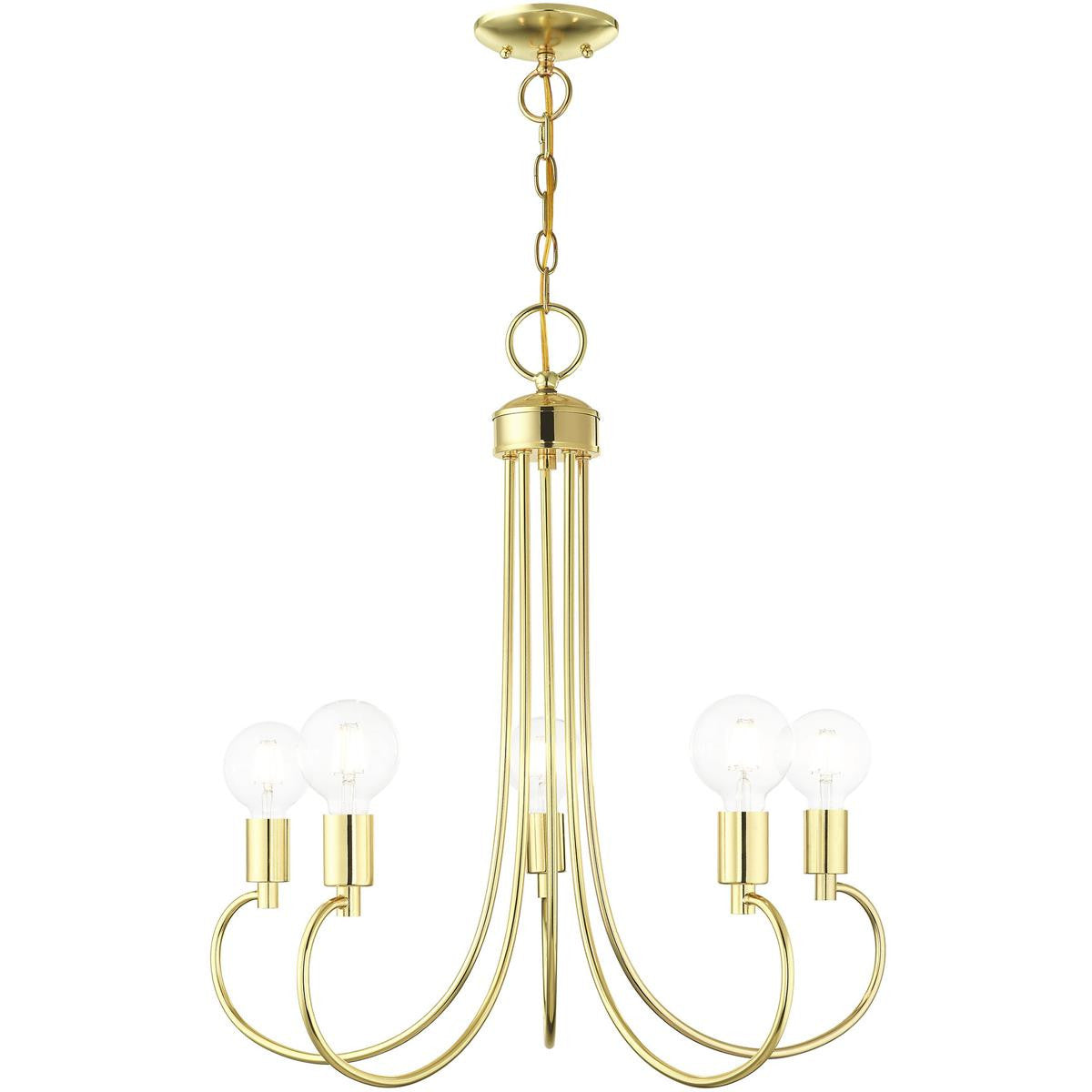 Five Light Dimmable Chandelier With Shades