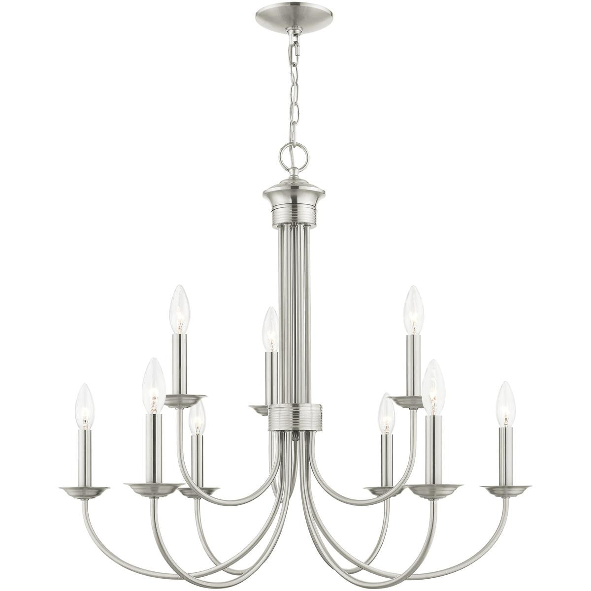 Nine Light Dimmable Chandelier With Shades