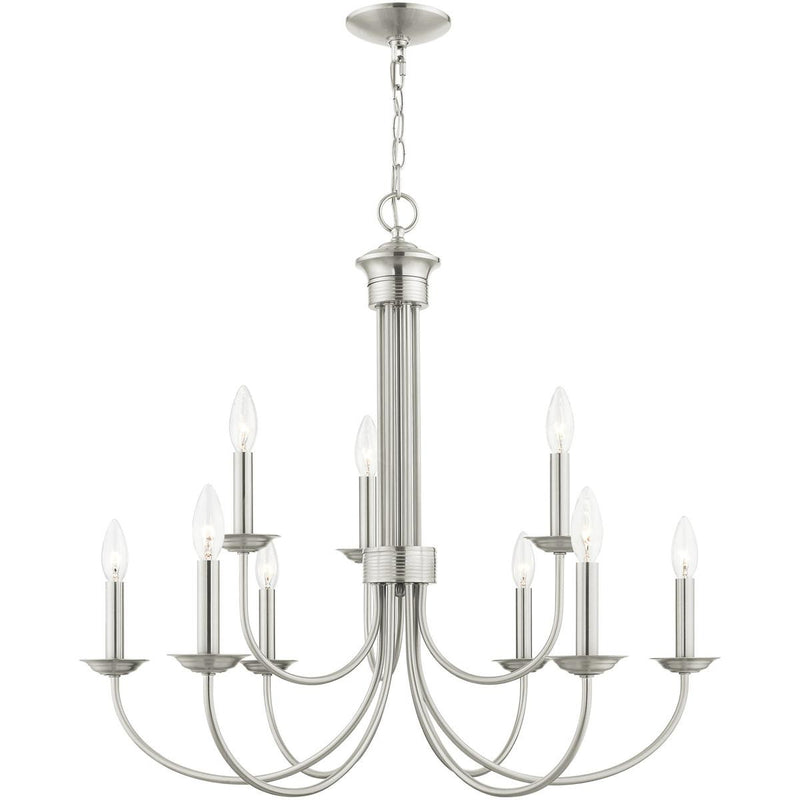 Nine Light Dimmable Chandelier With Shades