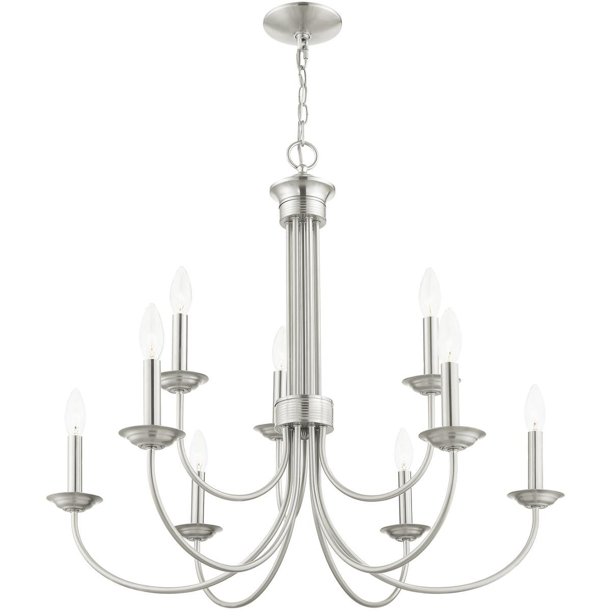 Nine Light Dimmable Chandelier With Shades