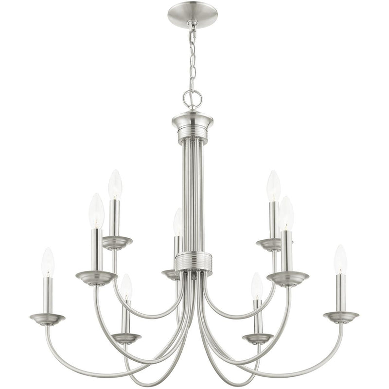 Nine Light Dimmable Chandelier With Shades