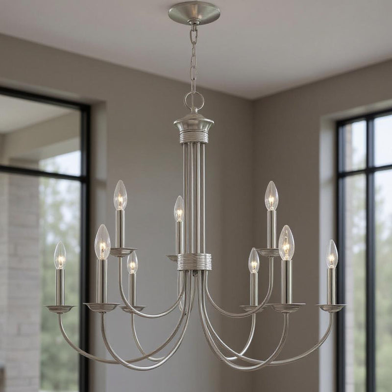 Nine Light Dimmable Chandelier With Shades