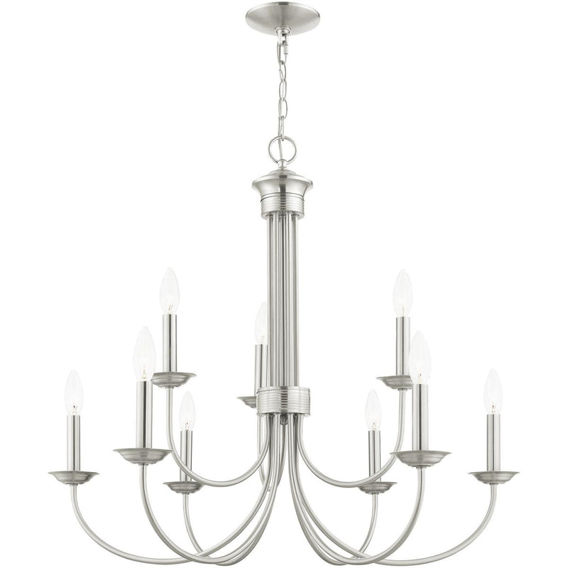 Nine Light Dimmable Chandelier With Shades