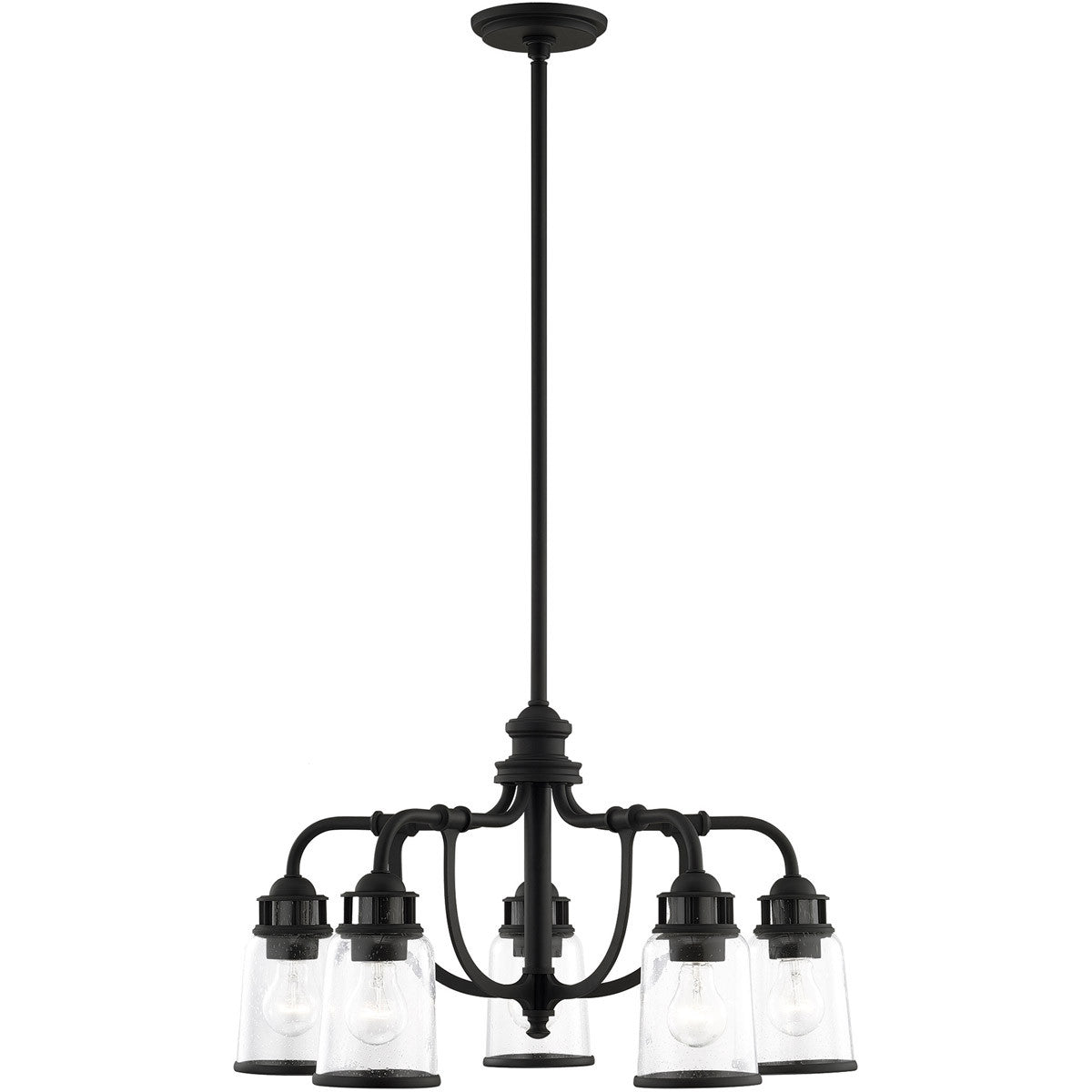 Black Five Light Dimmable Chandelier With Shades Default Title