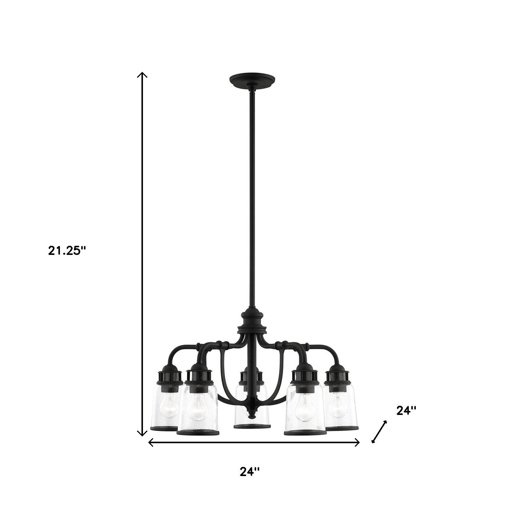 Black Five Light Dimmable Chandelier With Shades