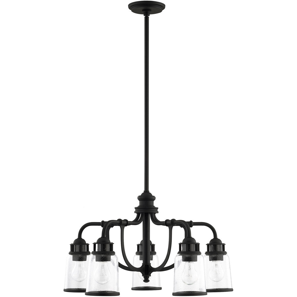 Black Five Light Dimmable Chandelier With Shades