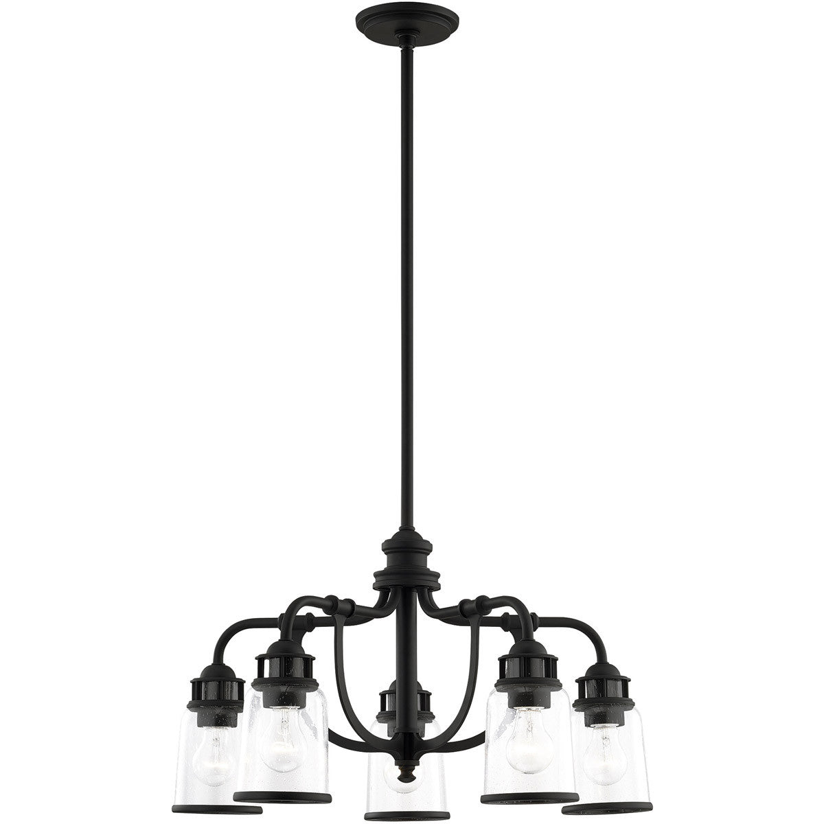 Black Five Light Dimmable Chandelier With Shades