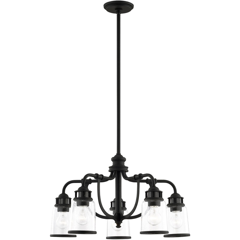 Black Five Light Dimmable Chandelier With Shades