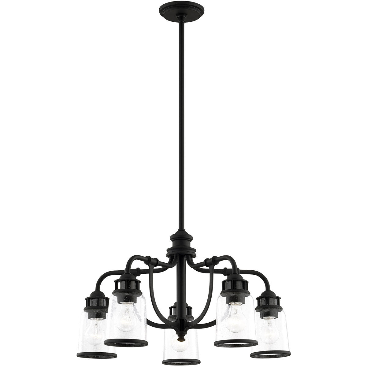 Black Five Light Dimmable Chandelier With Shades