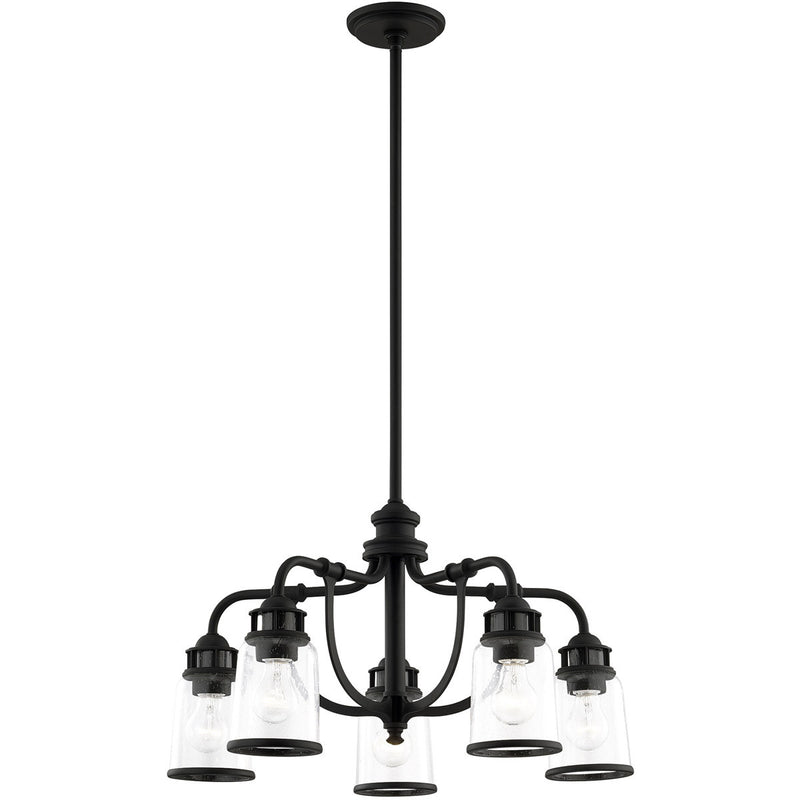 Black Five Light Dimmable Chandelier With Shades
