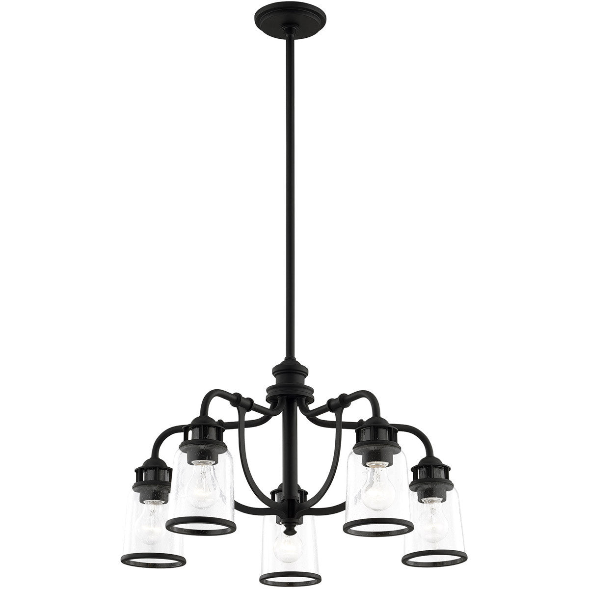 Black Five Light Dimmable Chandelier With Shades
