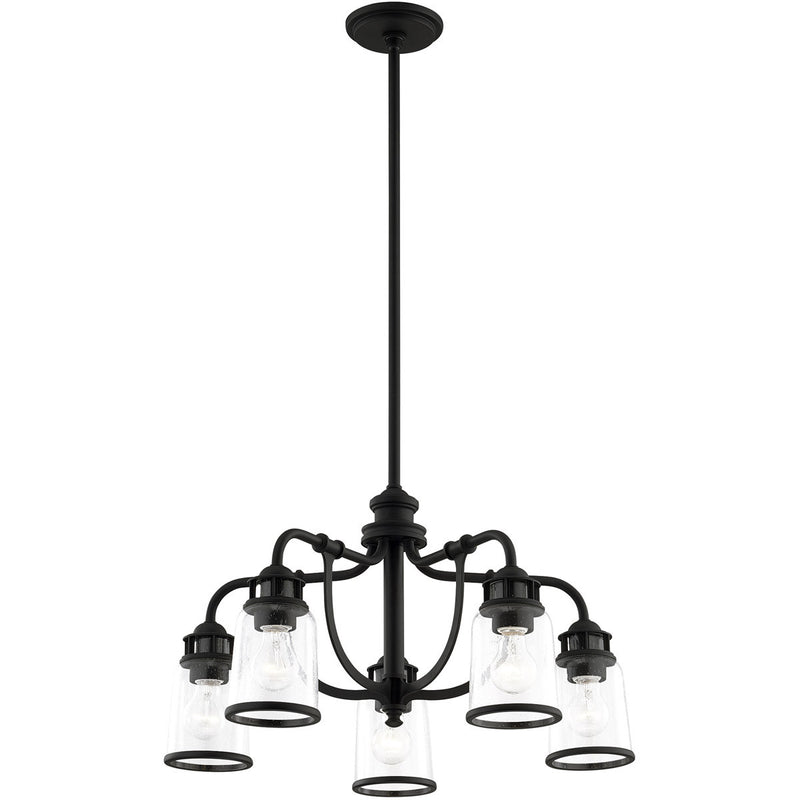 Black Five Light Dimmable Chandelier With Shades