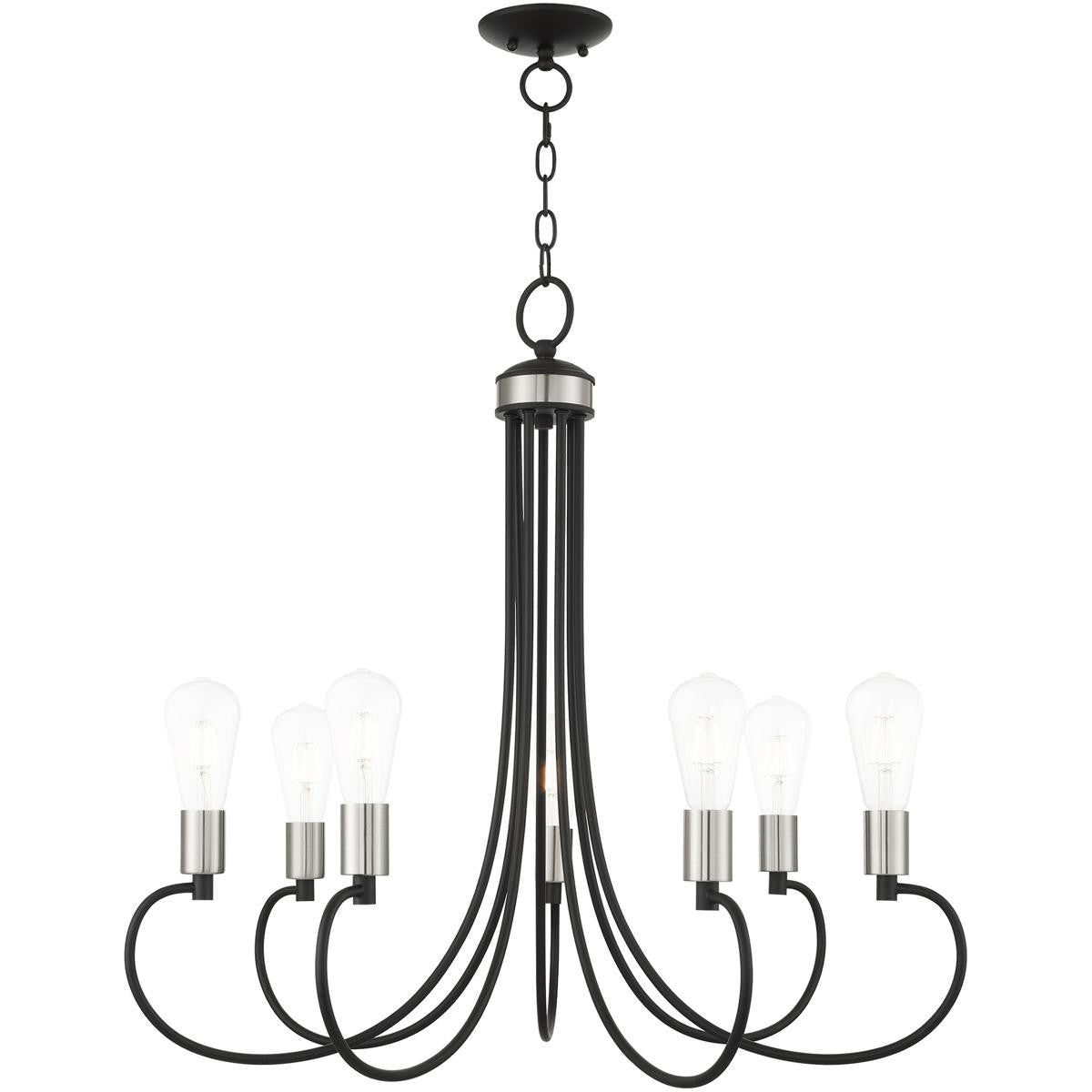 Seven Light Dimmable Chandelier With Shades