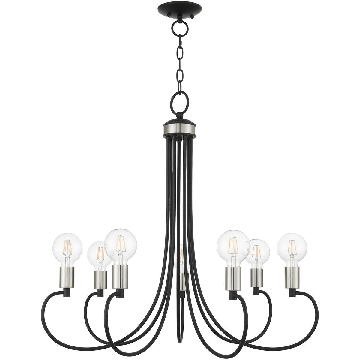 Seven Light Dimmable Chandelier With Shades