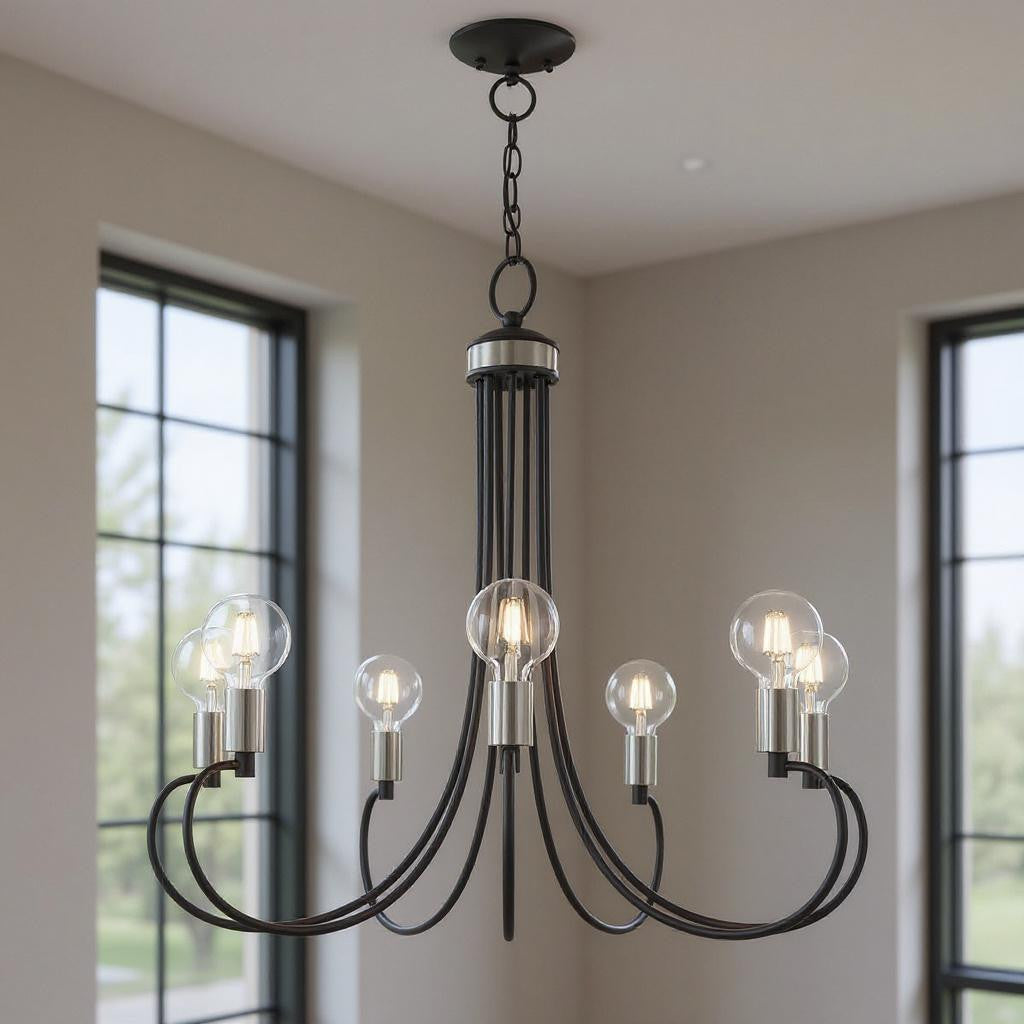 Seven Light Dimmable Chandelier With Shades