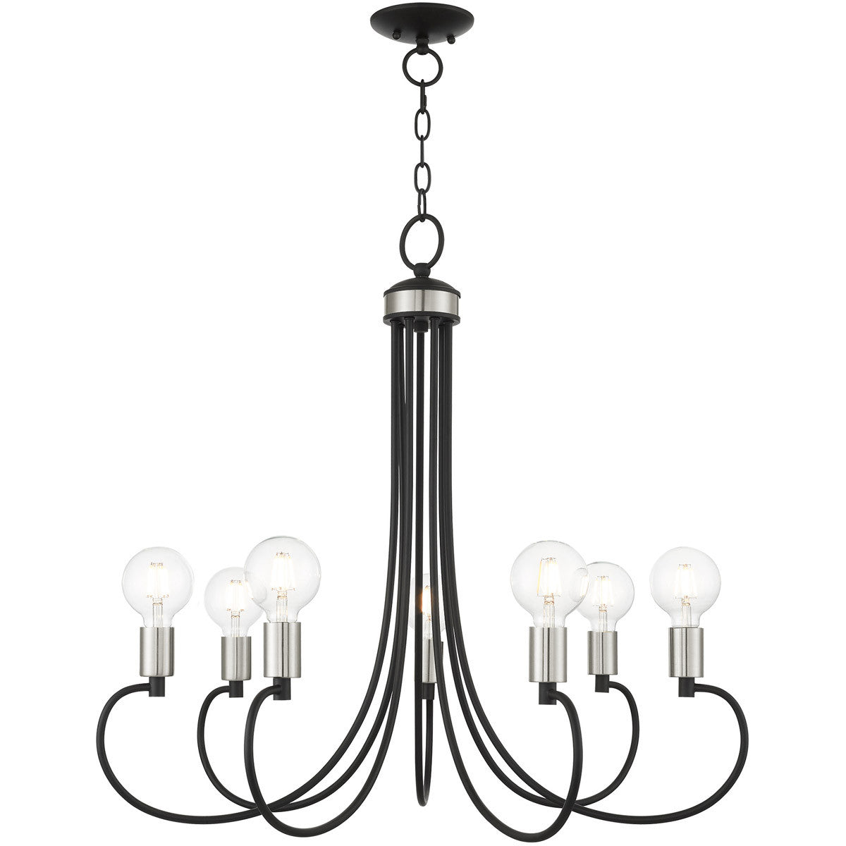 Seven Light Dimmable Chandelier With Shades
