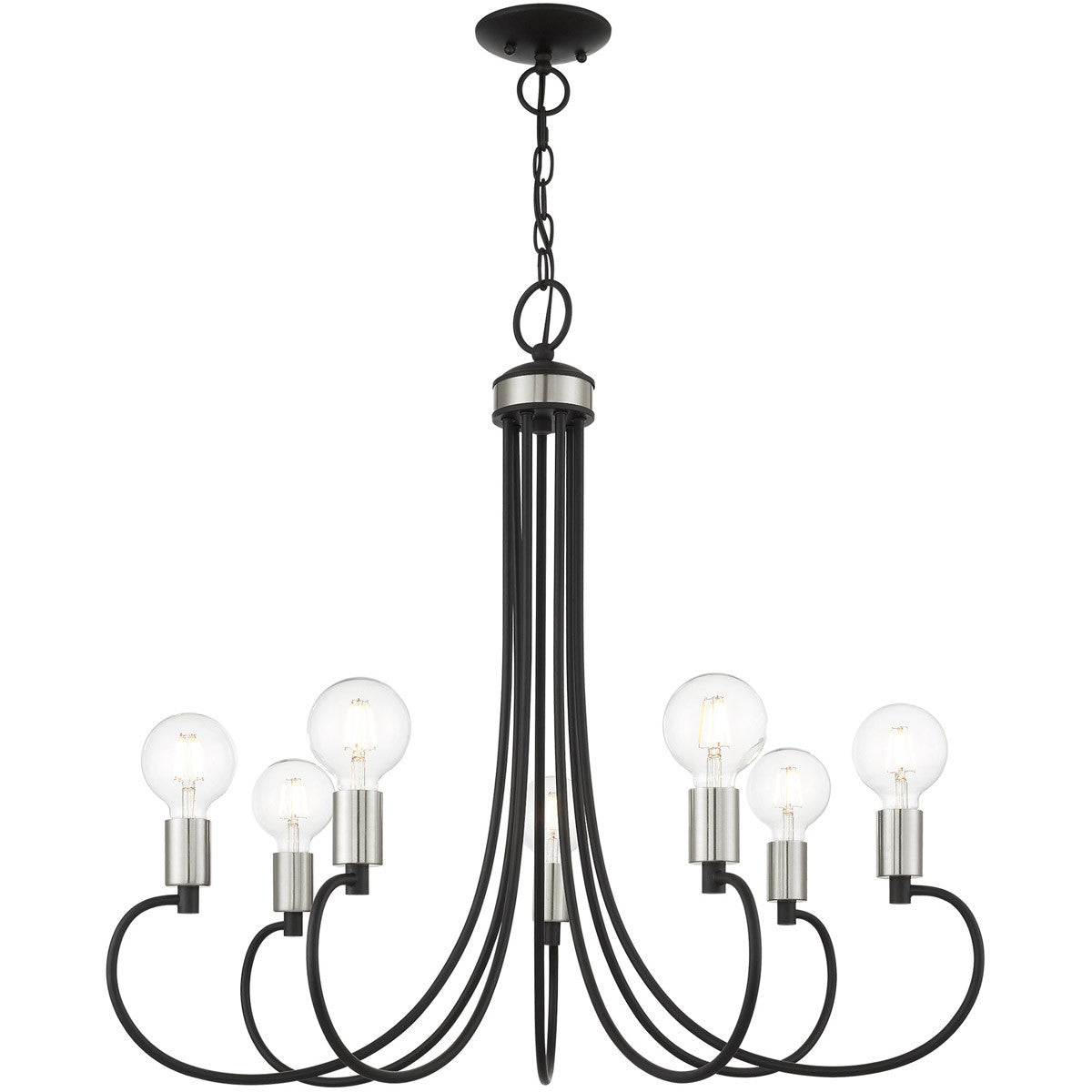 Seven Light Dimmable Chandelier With Shades