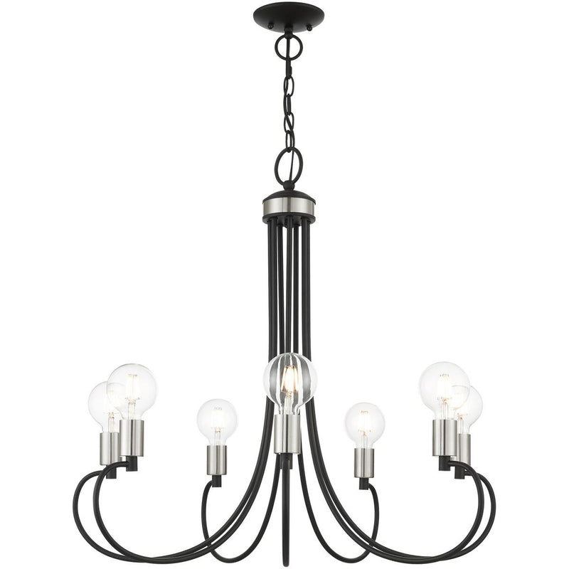 Seven Light Dimmable Chandelier With Shades