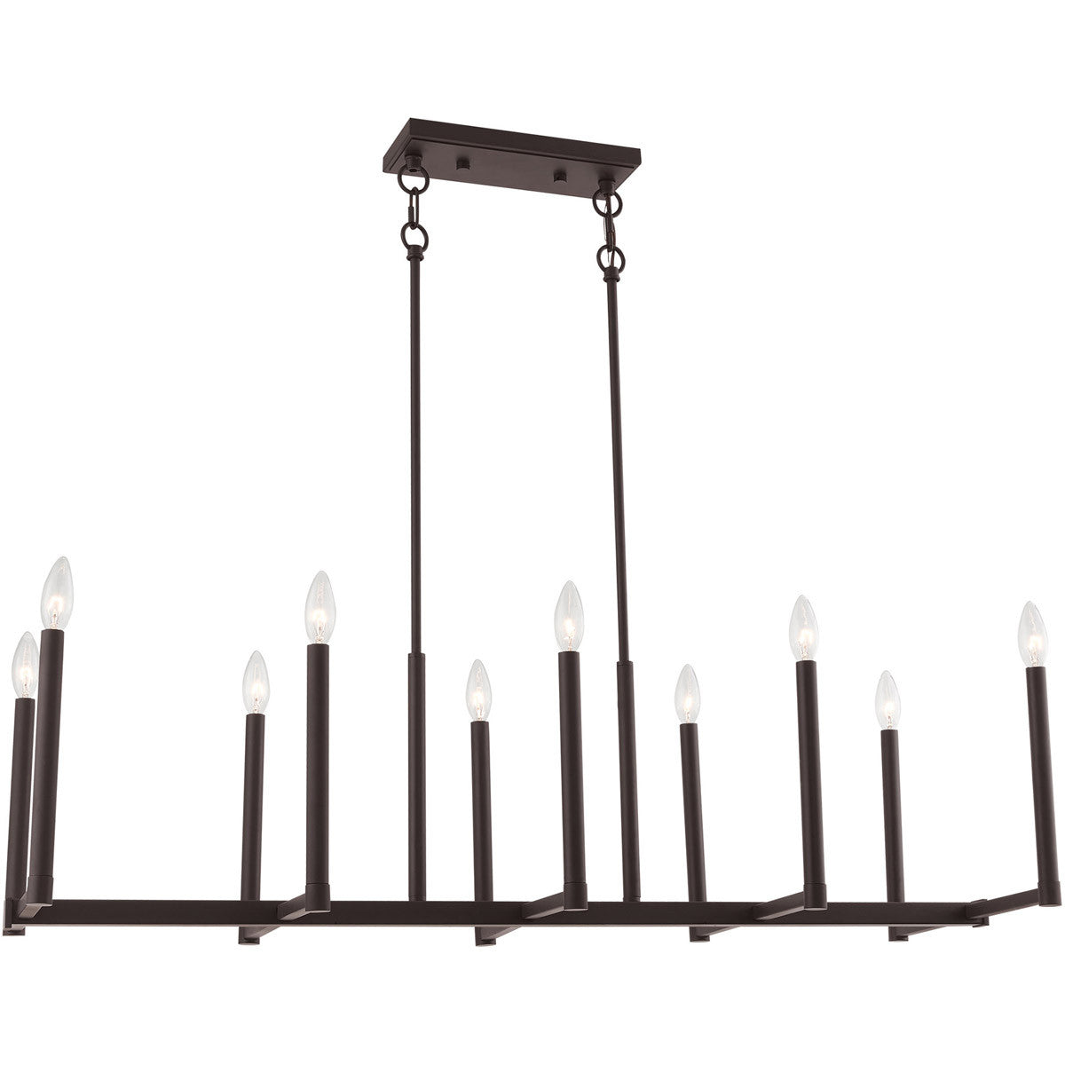 Bronze Ten Light Dimmable Chandelier With Shades Default Title