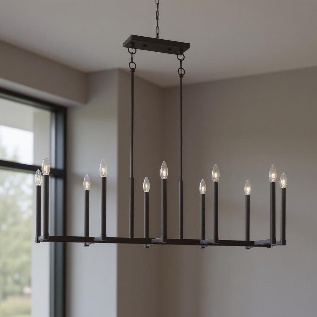 Bronze Ten Light Dimmable Chandelier With Shades